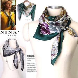 장미도트페이즐리 새틴실크사각스카프(6SH123)