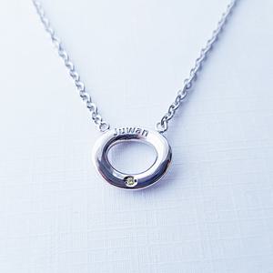 [베블링] 스키니 도너츠 탄생석 미아방지 실버목걸이