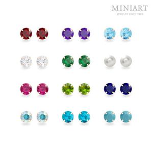 [미니아트] 14K 골드 탄생석 컬러 큐빅 금 귀걸이 5mm