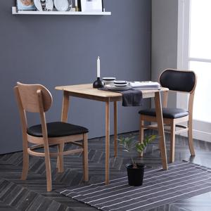 베스트리빙 캔버라 버터 2인(750) 원목 카페 인테리어 식탁세트/가죽의자2개