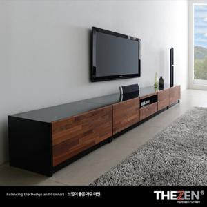 [더젠] 브렌츠 멀바우 고급원목 2700거실장세트1(상판흑경)