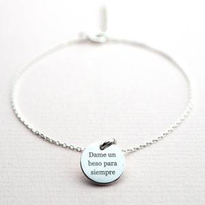 라틴어 모토 레터링 실버 팔찌 HBW0041R