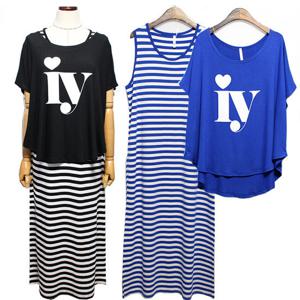 [해피통통] 빅사이즈 스트라이프 나시 원피스 세트 여성 투피스 볼레로세트 여름 오피스옷 미시 바캉스 민소매 쿨원피스 여성의류