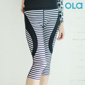 [OLA]올라 여성 스트라이프 크롭 워터 레깅스 P00000BN 비치팬츠