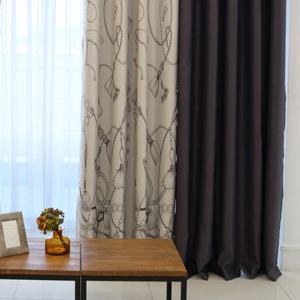 [본앤하우] 타슬 포인트커튼+솔리드 암막커튼(중형) 세트