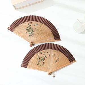 [박씨상방] (국내제작)고급 실크 초충도 대나무 접부채