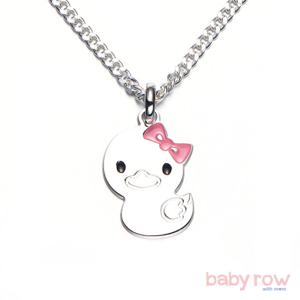 [베이비로우]핑크 오리 실버 미아방지 목걸이_RSN0039