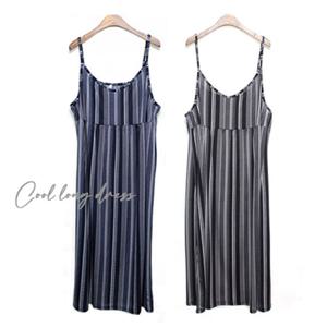 [해피통통] 빅사이즈 스트라이프 나시 원피스 여성 끈나시 롱원피스 여름 바캉스 쿨 시원한 루즈핏 여성의류