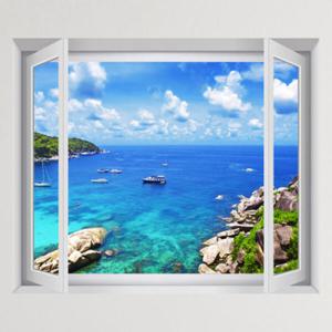 아트박스/꾸밈 cy699-힐링의바다섬_창문그림액자(중형)_디자인시