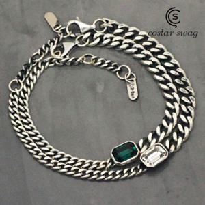 [코스타스웨그]정품925실버 큐빅체인 실버팔찌