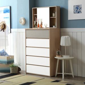 [보루네오 하우스] 아르메 그레이 와이드 5단 서랍장+수납 거울