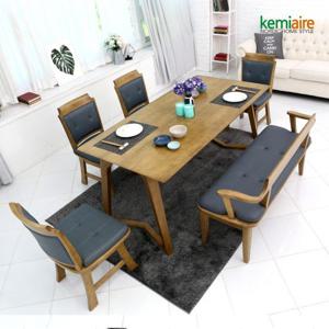 케미에르 아르곤 6인용 회전의자 원목식탁SET(벤치형) KHD-609B