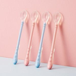 누비 실리콘 롱핸들 이유식 스푼&케이스 세트_색상선택