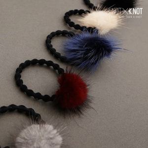 [KNOTXKNOT] 천연 밍크볼 스몰 헤어밴드