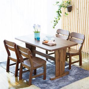 베스트리빙 오츠카 다빈치 1350 우드슬랩 고무나무 4인 식탁세트/의자 4개