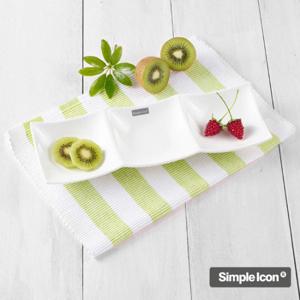 [심플아이콘]화이트 모던직사각3절(대) 나눔접시 2P세트