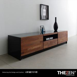 [더젠] 브렌츠 멀바우 고급원목 1500거실장(상판흑경)