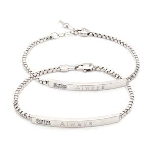 [도로시]Silver 레터링 슬림 커브스틱 팔찌(이니셜,커플)_남성용