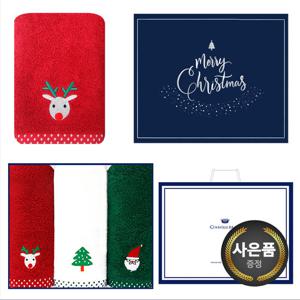 [송월타올] 크리스마스 프렌즈 3매 선물세트(쇼핑백) 답례품