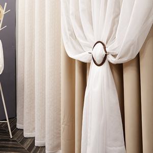 [본앤하우] 라인자수+쉬폰 레이스 이중암막 커튼_특대형