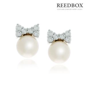 [리드박스] 단아한 혼주귀찌 쁘띠리본 담수진주 귀걸이