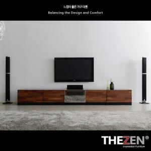 [더젠] 브렌츠202 멀바우 고급원목 2700거실장세트1(상판흑경)