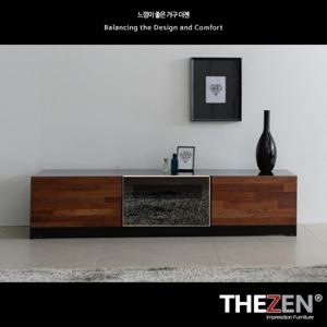 [더젠] 브렌츠202 멀바우 고급원목1500거실장(상판흑경)