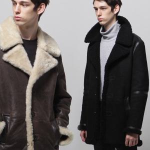 [보스룸]남자 양털무스탕 하프기장 3버튼마이 2컬러