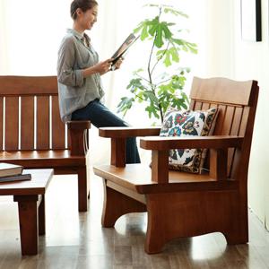 해찬솔 소나무 통원목 1인용소파(네추럴)