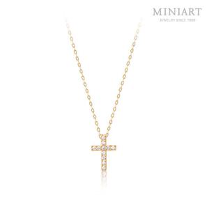 [미니아트] 14K 골드 정품 미니 십자가 목걸이 G608 기본형