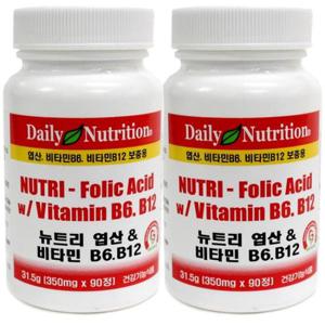미국 뉴트리 비타민B 엽산 B9 비타민B6 B12  (90정X2병)