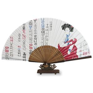 [박씨상방] 수공예 실크접부채(미인도)-매듭증정