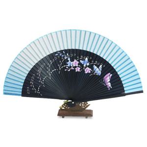 [박씨상방] 수공예 실크접부채(남색하늘꽃)+고급매듭증정