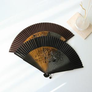 [박씨상방] (국내제작) 고급 실크 호랑이 대나무 접부채