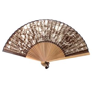 [박씨상방] (국내제작) 고급 실크접부채 커피(하회탈) 부채집증