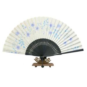 [박씨상방] 실크 대나무 수공예부채(넝쿨자수)38형-남색+부채집