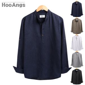 [후앙스] 린넨 베이직 롤업 헨리넥셔츠 SBST1018