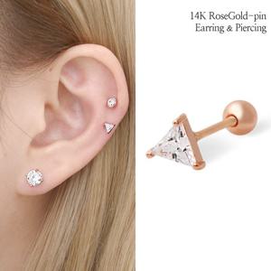 [미니아트] 트라이앵글 14K 금침 큐빅 이너컨츠 트라거스 피어싱