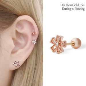 [미니아트] 코스모스 14K 금침 이너컨츠 트라거스 피어싱 귀걸이