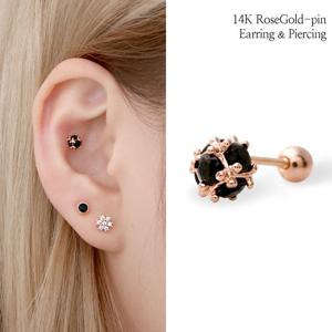 [미니아트] 허니블랙 14K 금침 큐빅 이너컨츠 트라거스 피어싱