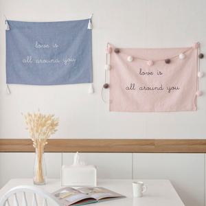 데코토닉 퓨어린넨 자수 행잉 패브릭(컬러6종)