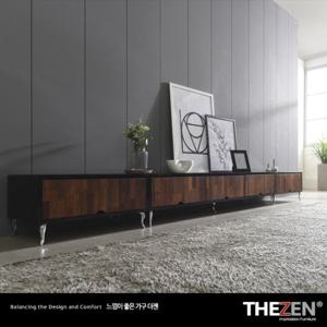 [더젠] 헤르앙202 멀바우 고급원목 2700거실장세트(상판흑경)