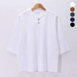 [후앙스] 슬라브 헨리넥 박스 7부 티셔츠 DRRT1882