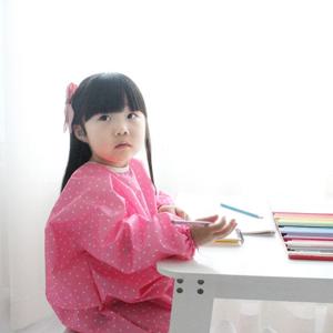 [소아베]핑크 화이트도트 유아 전신미술가운