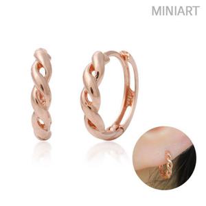 [미니아트] 14K 꼬임 원터치 링 금 귀걸이 로즈 골드 이어링