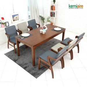케미에르 고스트 6인용 원목식탁SET(네이비) KHD-624