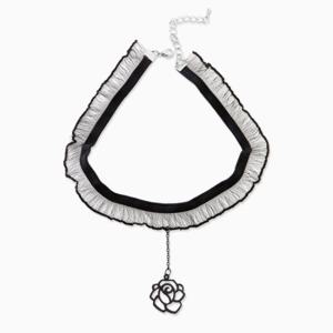 [폭스타일] 장미 레이스 초커 목걸이