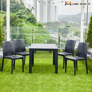 [GAWON]MISTY 4인용 테이블세트/라탄스타일/야외테이블/파라솔사