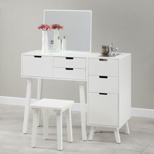 헤라 화이트  원목도장 3도어 화장대 세트(의자포함)+3단서랍장