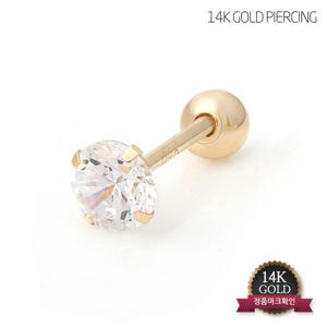 [미니아트] 14K 골드 4mm 큐빅 피어싱 귀걸이 TR102